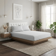 Organic Cotton Fitted & Pillow case Set Vapour - No Flat Sheet