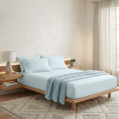 Organic Cotton Fitted & Pillow case Set Sage - No Flat Sheet