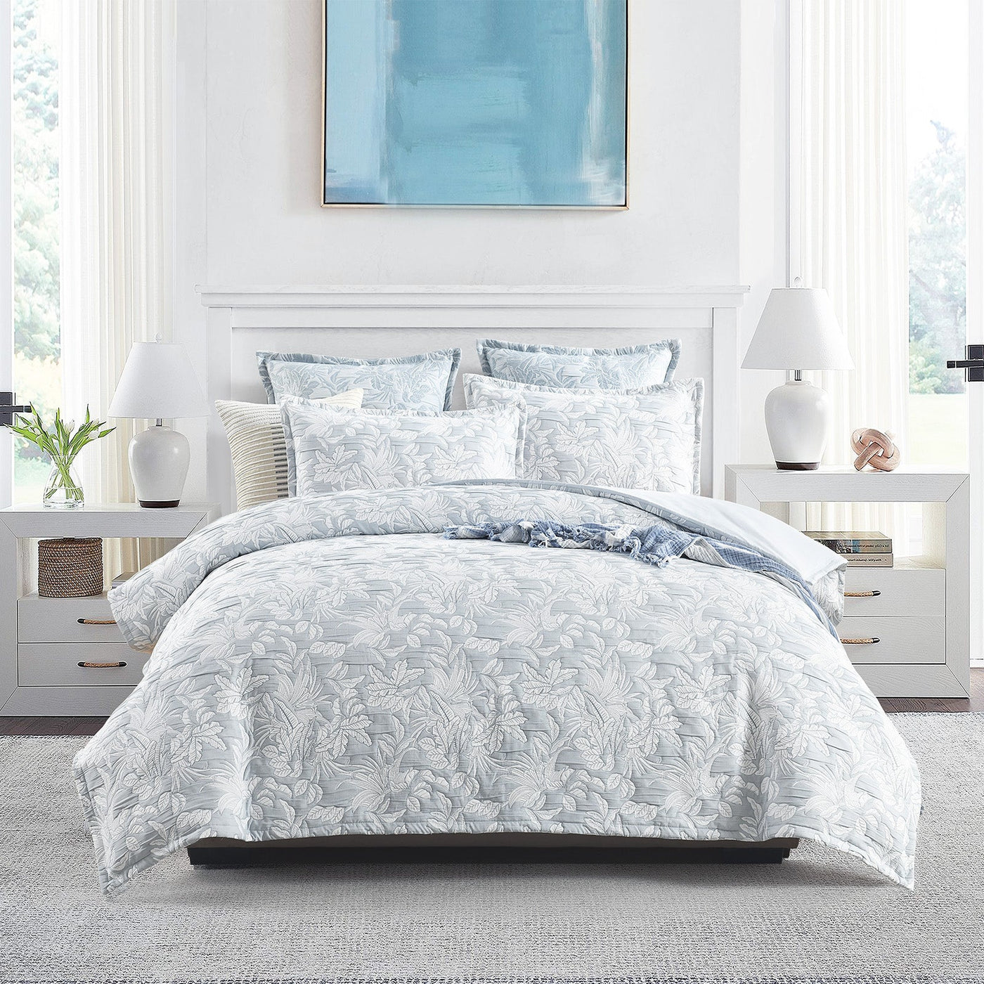 Westley Quilt Cover Set Jacquard Aqua