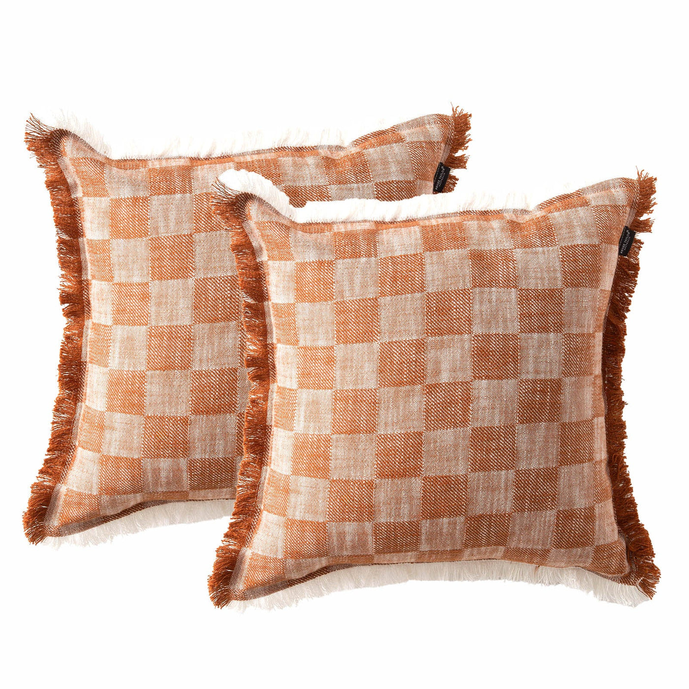 Noah Checkered Cushion Twin Pack 50 x 50 Cms Terracotta