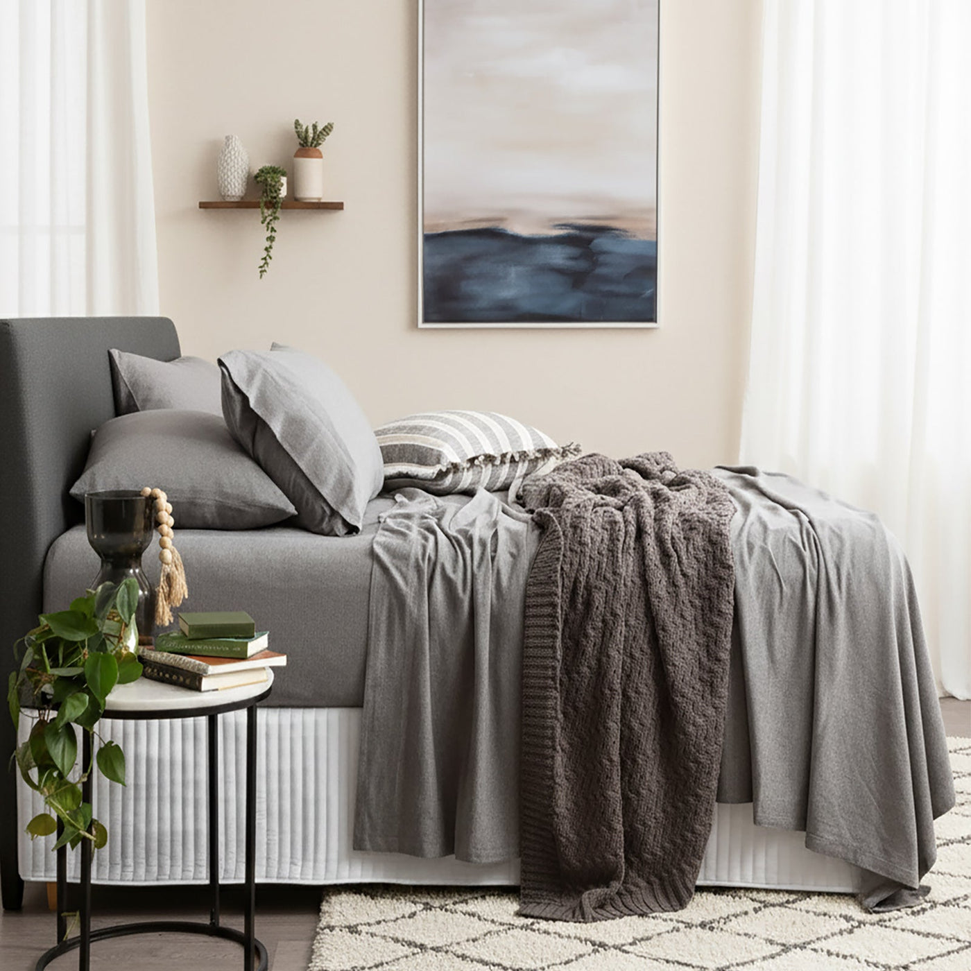 Jersey Sheet Set Organic Cotton Charcoal