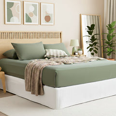 Jersey Knit Fitted Sheet Organic Cotton Olive - No Flat Sheet