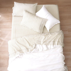 Bran Gingham Cotton Printed Sheet Set