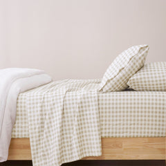 Kids Bran Gingham Cotton Printed Sheet Set