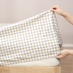 Kids Bran Gingham Cotton Printed Sheet Set
