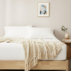 Egyptian Cotton Fitted & Pillow Case Set White - No Flat Sheet