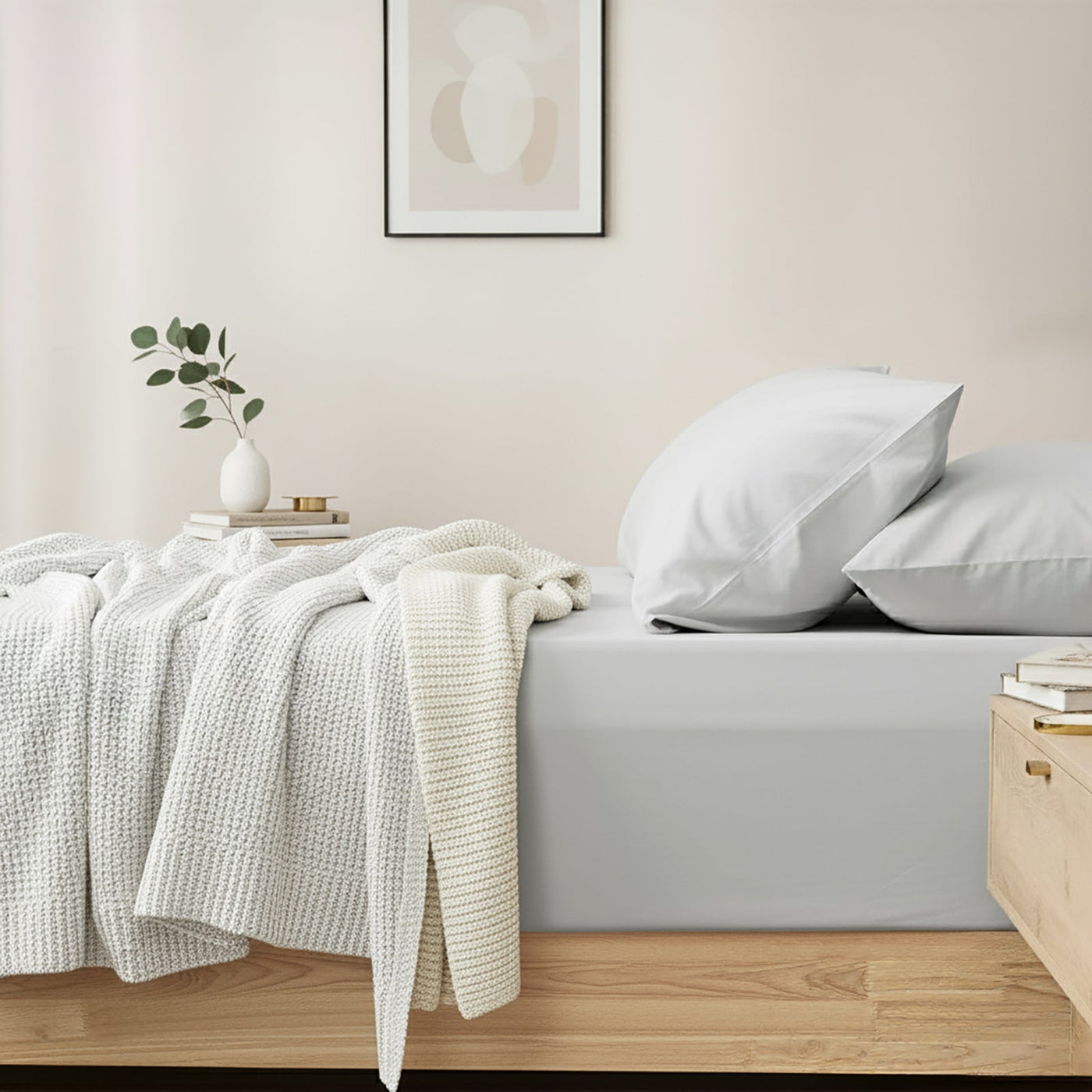 Egyptian Cotton Fitted & Pillow Case Set Antarctica - No Flat Sheet
