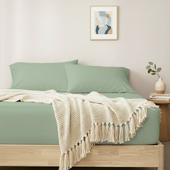Egyptian Cotton Fitted & Pillow Case Set Basil - No Flat Sheet