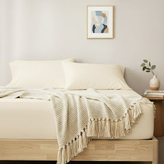 Egyptian Cotton Fitted & Pillow Case Set Vanilla - No Flat Sheet