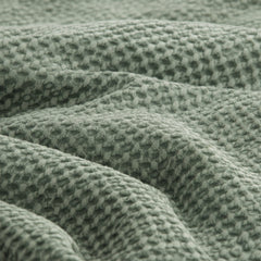Boronia Stone Washed Cotton Waffle Comforter Set Moss