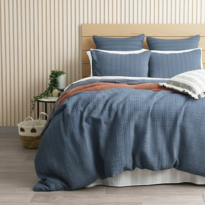 Celeste Cotton Waffle Quilt Cover Set Ink