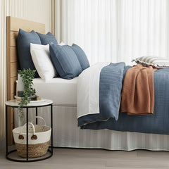 Celeste Cotton Waffle Quilt Cover Set Ink