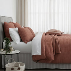 Celeste Cotton Waffle Quilt Cover Set Rust