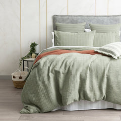 Celeste Cotton Waffle Quilt Cover Set Sage
