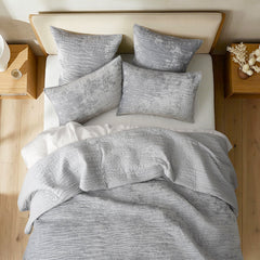 Blake Velvet Coverlet Set Silver Line
