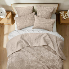 Archie Cross Stitch Velvet Coverlet Set Nude