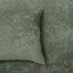 Archie Cross Stitch Velvet Coverlet Set Military