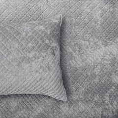 Archie Cross Stitch Velvet Coverlet Set Silver Line