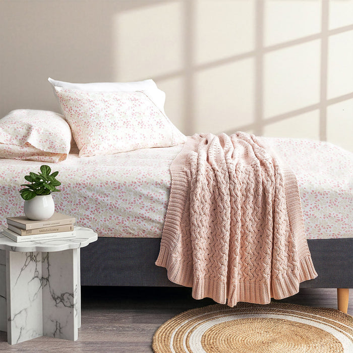 Flannelette Egyptian Cotton Fitted & Pillowcase Set Bloomsbury - No Flat Sheet