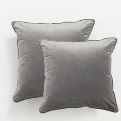Icon Velvet Cushion Twin Pack Steel 50 x 50 cms
