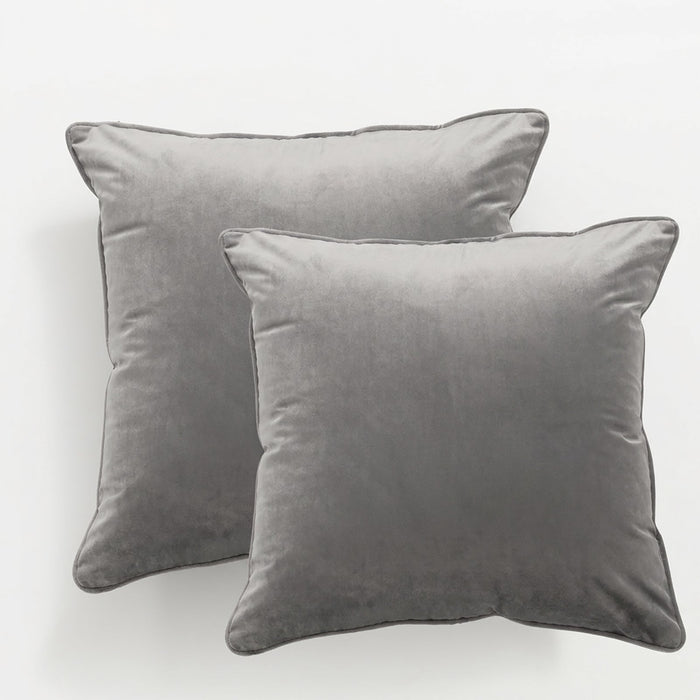 Icon Velvet Cushion Twin Pack Steel 50 x 50 cms