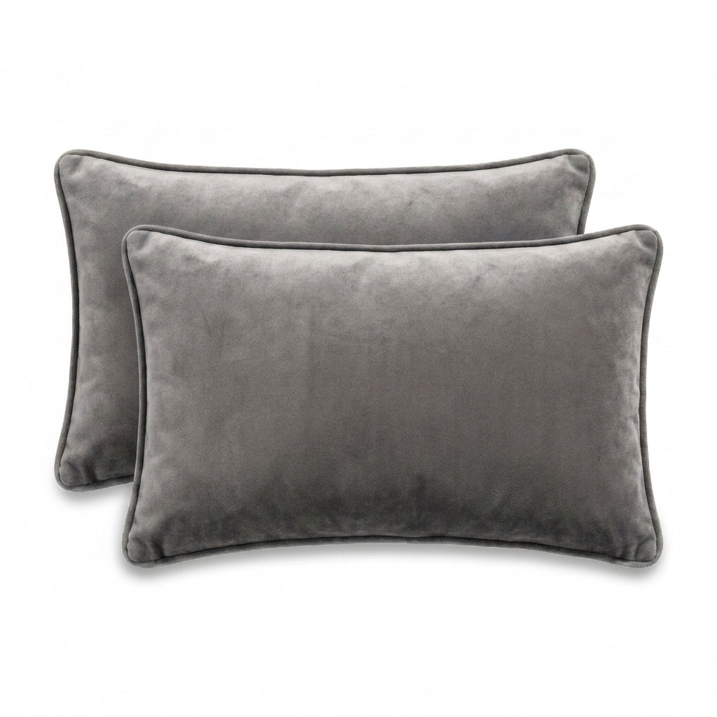 Icon Velvet Cushion Twin Pack Steel 30 x 50 cms