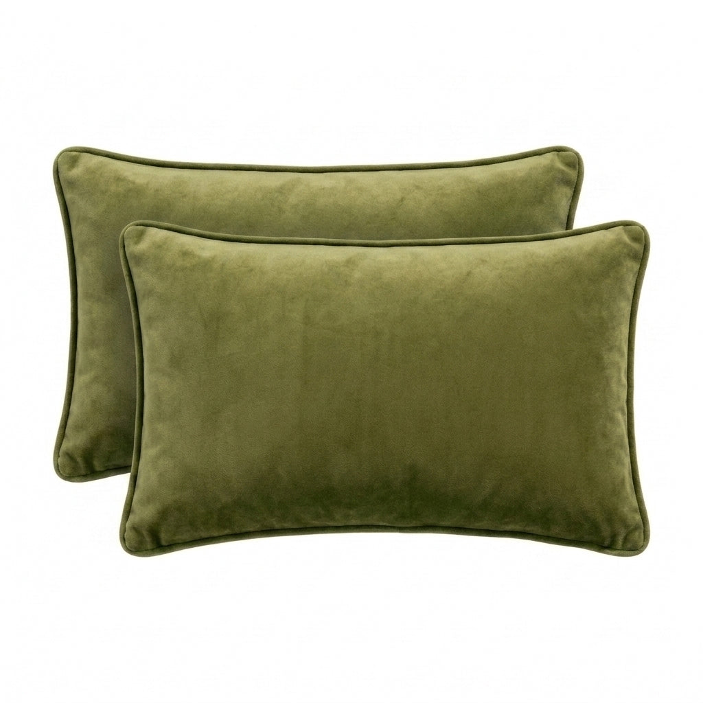 Icon Velvet Cushion Twin Pack Moss 30 x 50 cms