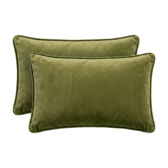 Icon Velvet Cushion Twin Pack Moss 30 x 50 cms