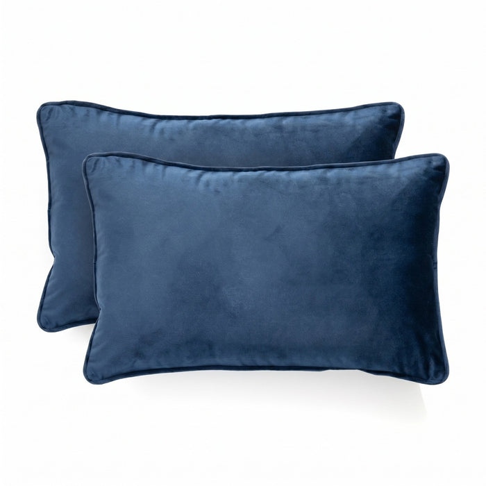 Icon Velvet Cushion Twin Pack Navy 30 x 50 cms