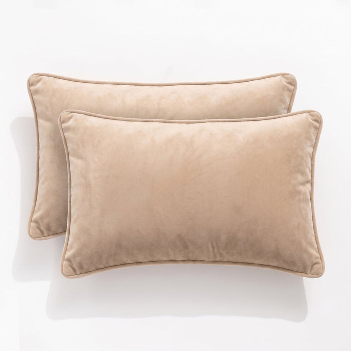 Icon Velvet Cushion Twin Pack Beige 30 x 50 cms