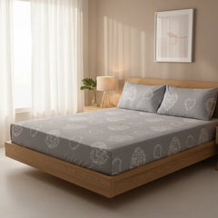 Damask Heart Pure Cotton Fitted Sheet Combo