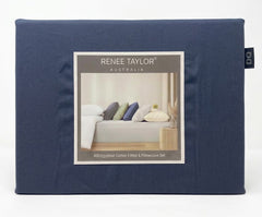 Egyptian Cotton Fitted & Pillow Case Set Steel Blue - No Flat Sheet
