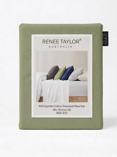 Egyptian Cotton Fitted & Pillow Case Set Basil - No Flat Sheet