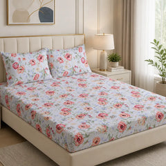 Floral Reverie Pure Cotton Fitted Sheet Combo