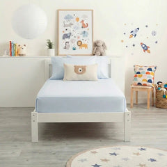 Bamboo Cotton Fitted Sheet & pillowcase Set Mid Blue - No Flat Sheet