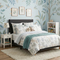 Floral Vine Textured Cotton Slub Reversible Quilt Cover Set
