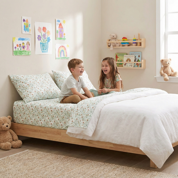 Kids Red Gum Cotton Printed Sheet Set