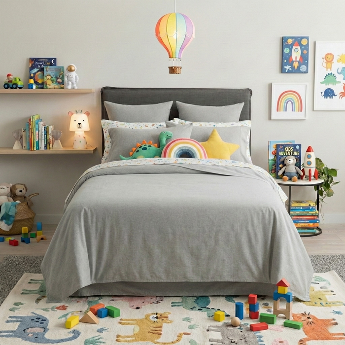 Kids Jersey Sheet Set Organic Cotton Charcoal