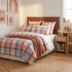 Miranda Check Textured Cotton Slub Reversible Quilt Cover Set