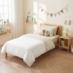 Kids Bran Gingham Cotton Printed Sheet Set