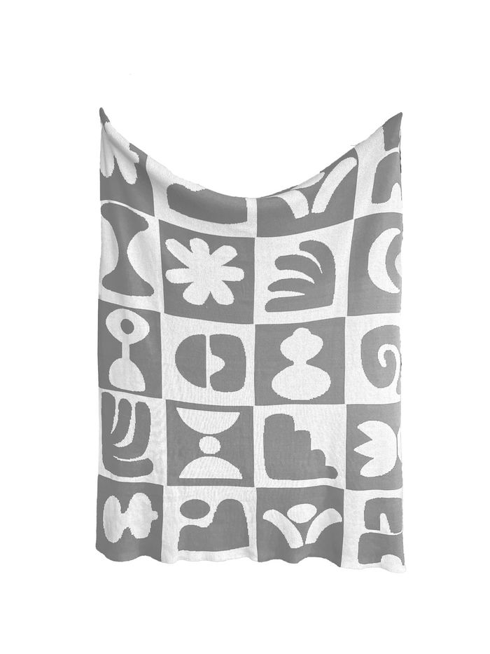 Abstract Knitted Throw 130 x 170 cm Taupe & Ivory