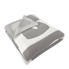 Abstract Knitted Throw 130 x 170 cm Taupe & Ivory