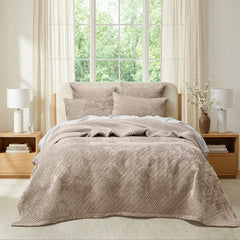 Archie Cross Stitch Velvet Coverlet Set Nude
