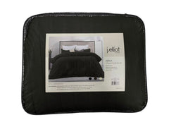 Arna Fleece Comforter Queen 240x240cm + 2 Pillowcases 48x73cm Black