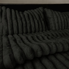Arna Fleece Comforter Queen 240x240cm + 2 Pillowcases 48x73cm Black