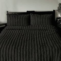 Arna Fleece Comforter Queen 240x240cm + 2 Pillowcases 48x73cm Black