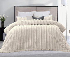 Arna Fleece Comforter Queen 240x240cm + 2 Pillowcases 48x73cm Coconut Milk