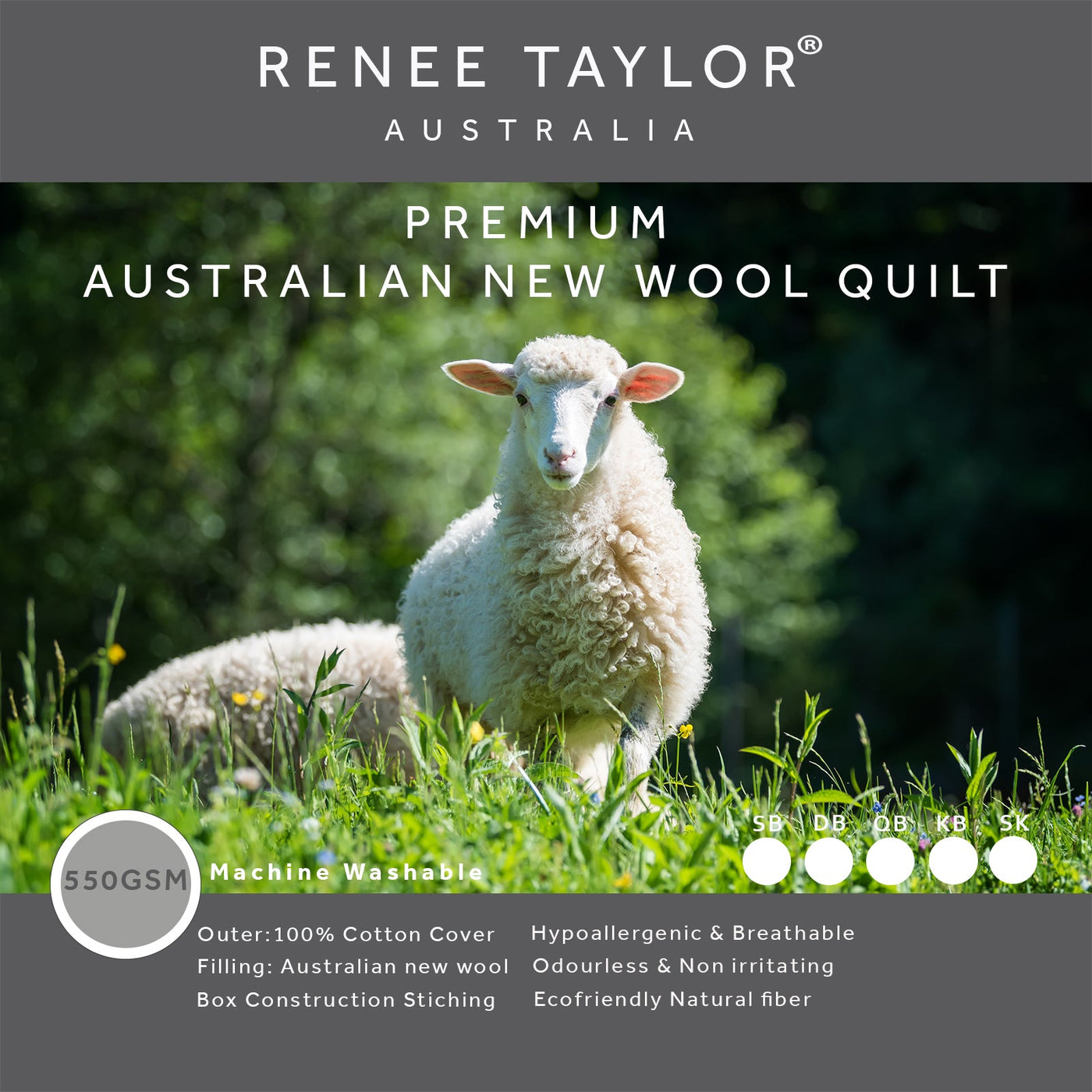 Premium Australian New Wool Quilt 550 GSM