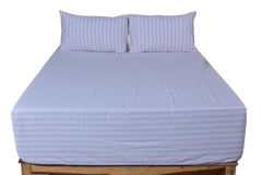 Lilac Stripe Pure Cotton Fitted Sheet Combo