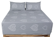 Damask Heart Pure Cotton Fitted Sheet Combo